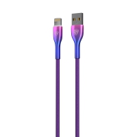 BY Кабель для зарядки Jam iP, 1м, Быстрая зарядка 2.4А, 12W, тканевый, фиолетовый
