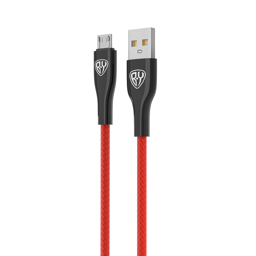 BY Кабель для зарядки Smart Micro USB, 1м, 3A, Быстрая зарядка QC 3.0, тканевая оплетка, красный