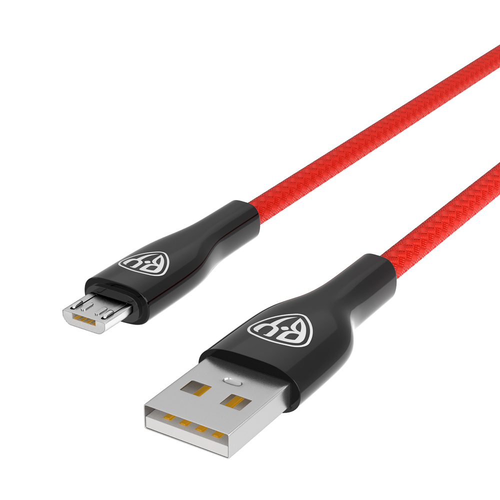 BY Кабель для зарядки Smart Micro USB, 1м, 3A, Быстрая зарядка QC 3.0, тканевая оплетка, красный