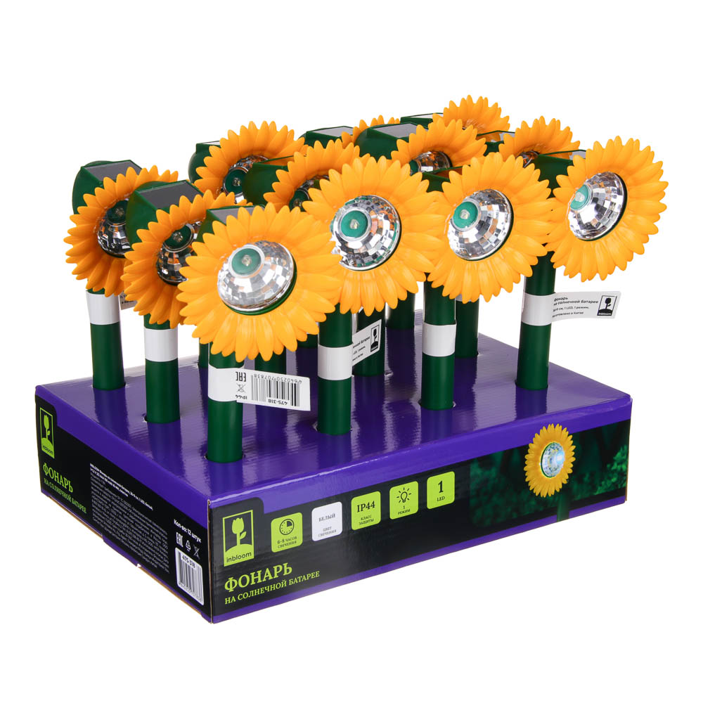 INBLOOM Фонарь на солн.батарее 36x9см, 1LED, белый, 1x1.2V 2/3AAA 100mAh Ni-MH, пластик