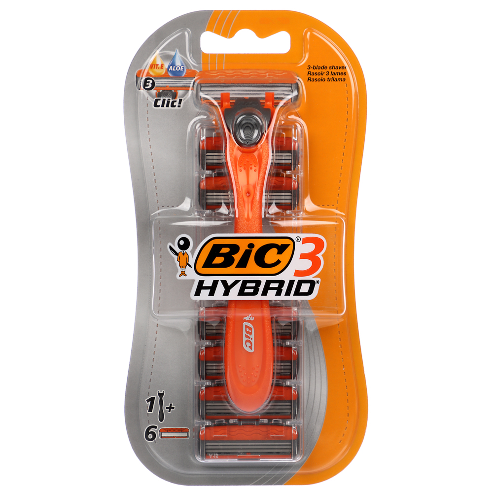 Станок для бритья BIC 3 HYBRID + Сменные кассеты для бритья 6шт