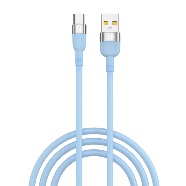ВСЁГАЗИН Кабель для зарядки Live Type-C, 1м, Быстрая зарядка 3А, QC, PD 20W, силикон, голубой