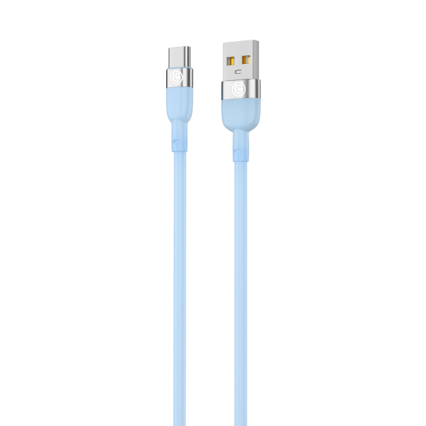 ВСЁГАЗИН Кабель для зарядки Live Type-C, 1м, Быстрая зарядка 3А, QC, PD 20W, силикон, голубой