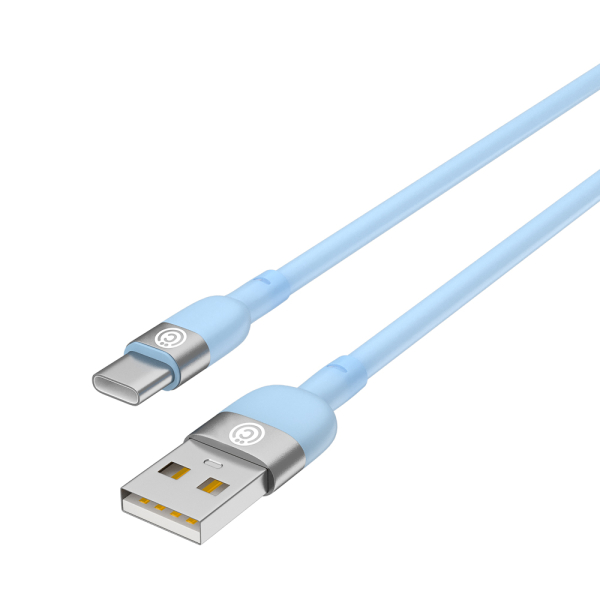 ВСЁГАЗИН Кабель для зарядки Live Type-C, 1м, Быстрая зарядка 3А, QC, PD 20W, силикон, голубой