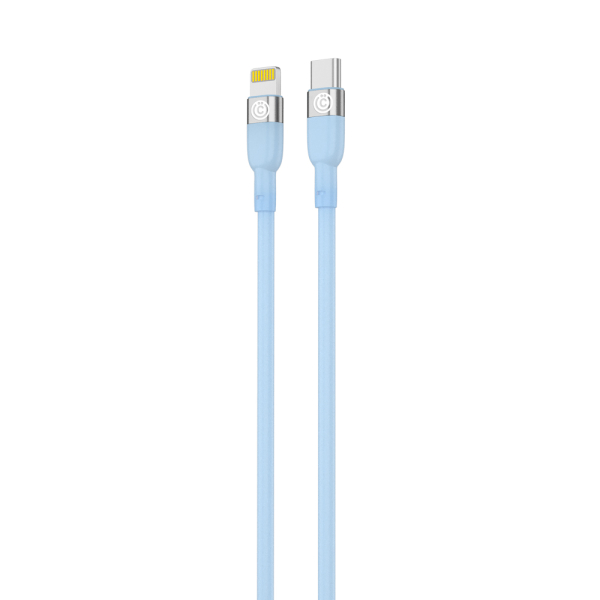 ВСЁГАЗИН Кабель для зарядки Live Type-C-iP, 1м, Быстрая зарядка 2.4А, PD 22W, силикон, голубой