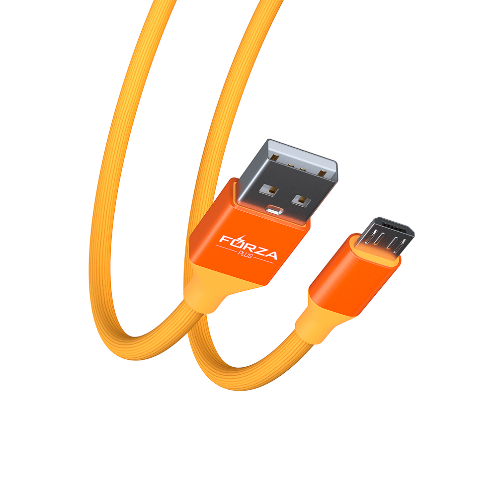 FORZA Кабель для зарядки Лето Micro USB, 1м, 2А, прорезиненный, 4 цвета, пакет