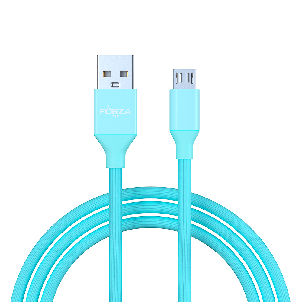 FORZA Кабель для зарядки Лето Micro USB, 1м, 2А, прорезиненный, 4 цвета, пакет