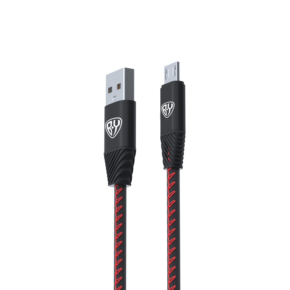 BY Кабель для зарядки Премиум Micro USB, 1м, 2А, кожаная оплётка, черный