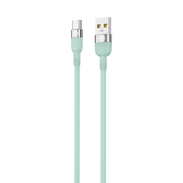 ВСЁГАЗИН Кабель для зарядки Live Type-C, 1м, Быстрая зарядка 3А, QC, PD 20W, силикон, салатовый