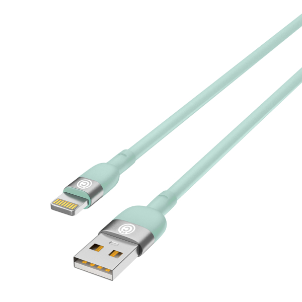 ВСЁГАЗИН Кабель для зарядки Live iP, 1м, Быстрая зарядка 2.4А, 12W, силикон, салатовый