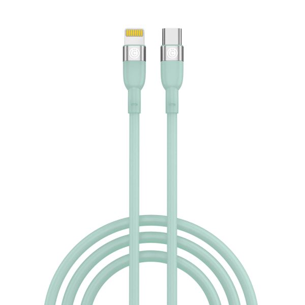 ВСЁГАЗИН Кабель для зарядки Live Type-C-iP, 1м, Быстрая зарядка 2.4А, PD 22W, силикон, салатовый