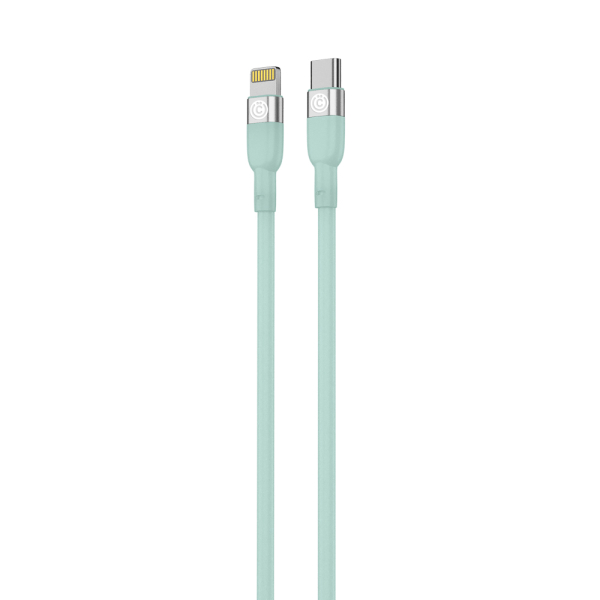 ВСЁГАЗИН Кабель для зарядки Live Type-C-iP, 1м, Быстрая зарядка 2.4А, PD 22W, силикон, салатовый