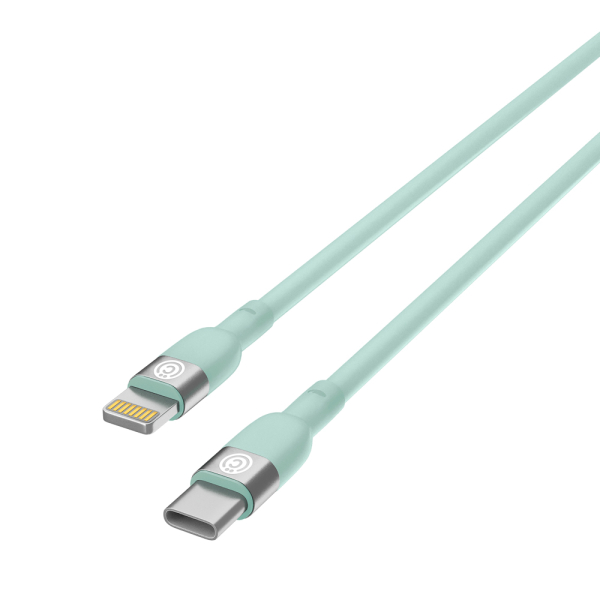 ВСЁГАЗИН Кабель для зарядки Live Type-C-iP, 1м, Быстрая зарядка 2.4А, PD 22W, силикон, салатовый