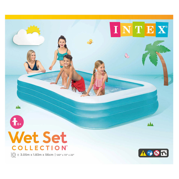 INTEX Бассейн надувной 305x183x56см 999л, рем комплект, от 6 лет, 58484NP