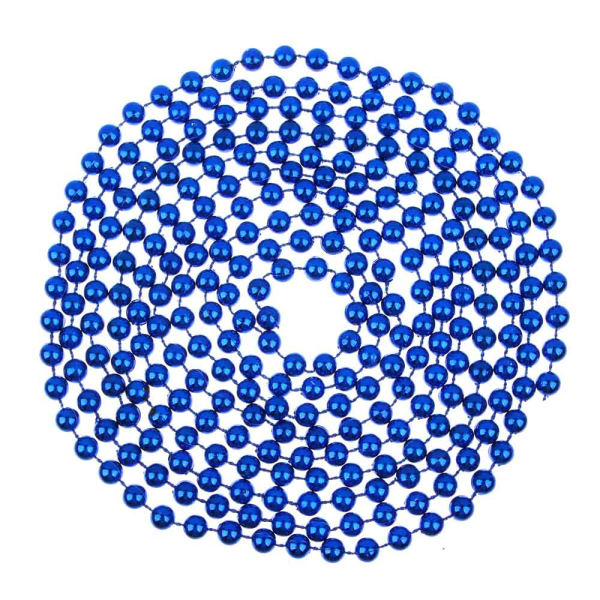 СНОУ БУМ Бусы декоративные, 270см, мелкие d0,73см, пластик, цвет голубой, (A09)