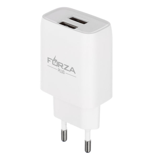 FORZA Сетевое зарядное устройство Стандарт, 2xUSB, 2А, 5В, Белый