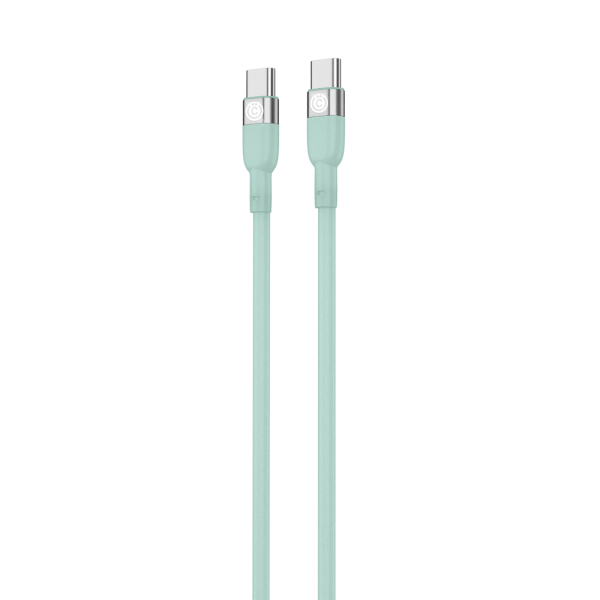 ВСЁГАЗИН Кабель для зарядки Live Type-C-Type-C, 1м, Быстрая зарядка 3А, PD 65W, силикон, салатовый