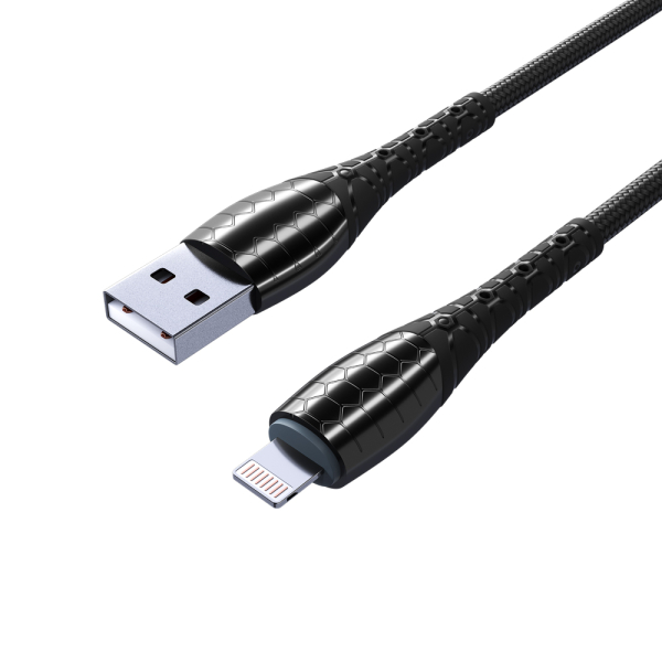 ВСЁГАЗИН Кабель для зарядки Богатырь iP, 1м, Быстрая зарядка 2.4А, 12W, тканевый, черный