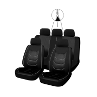 Авточехлы универсальные комфорт плюс 9 пр., MESH, полиэстер, 3 замка, Airbag, черный/серый