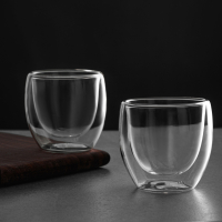 Набор стаканов с двойными стенками, 2шт, 100 мл, стекло