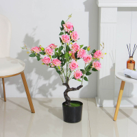 Растение искусственное Роза светло-розовая, 85см, PEVA, цемент