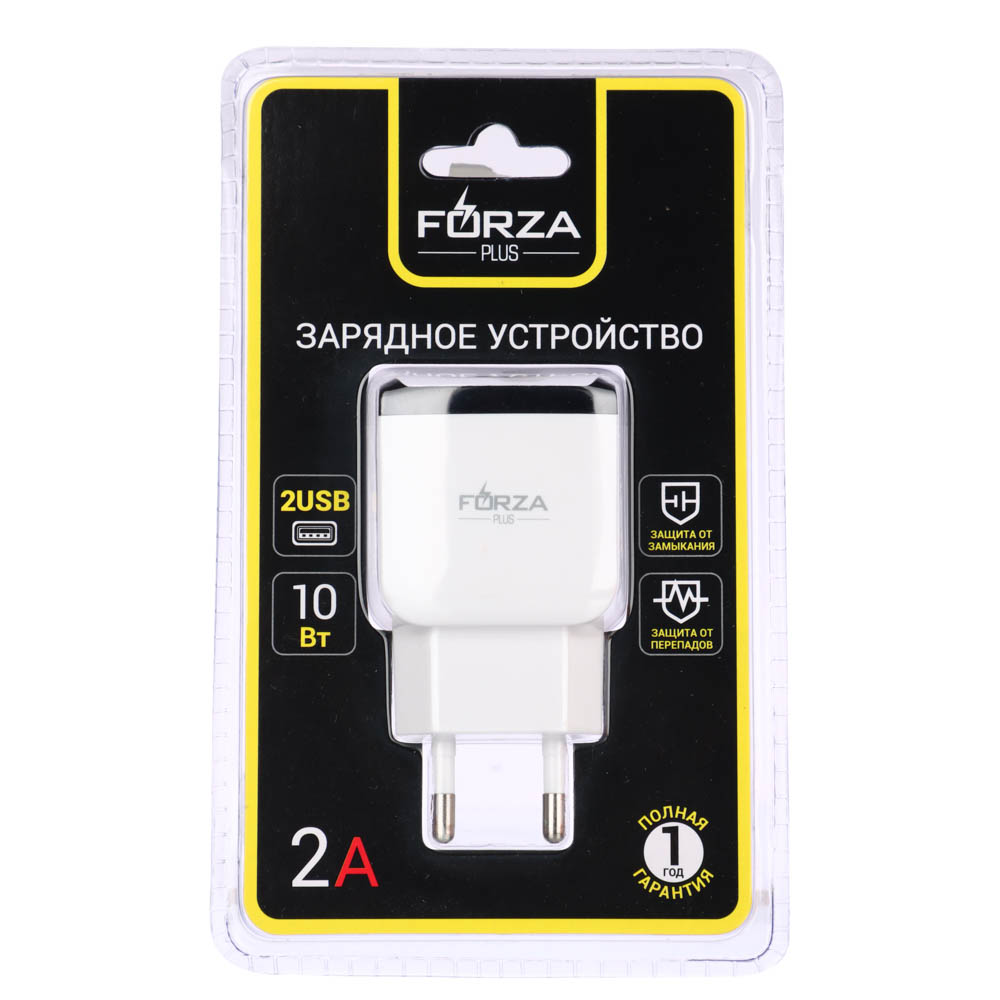 FORZA Сетевое зарядное устройство Палитра, 2xUSB, 2А, 5В, 5 цветов