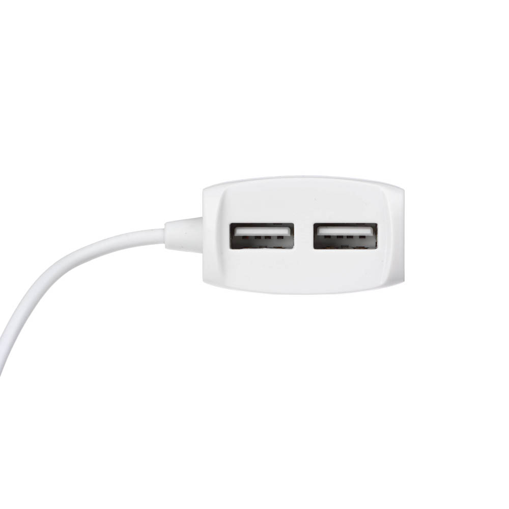 FORZA Сетевое зарядное устройство Старт, встроенный кабель, 2xUSB, 2А, 5В, Белый