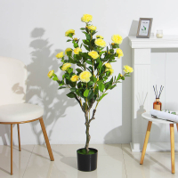 Растение искусственное Роза желтая, 130см, PEVA, цемент