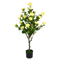 Растение искусственное Роза желтая, 130см, PEVA, цемент