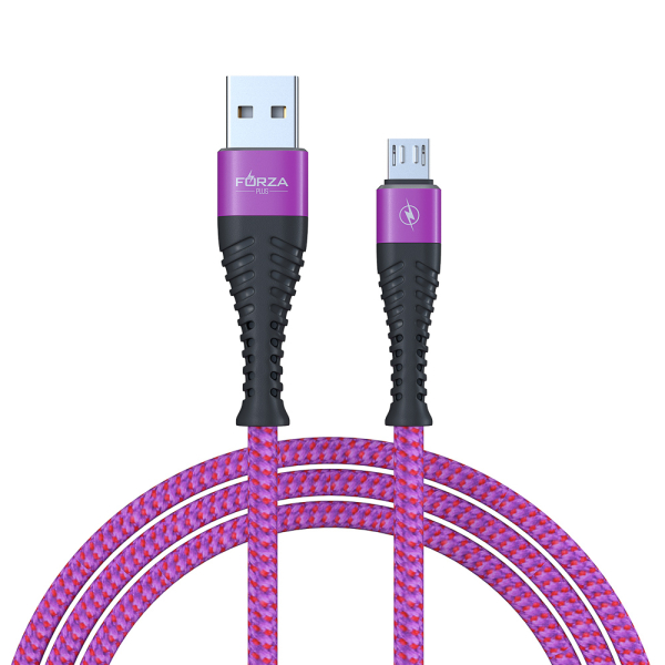 FORZA Кабель для зарядки Венеция Micro USB, 1м, 2А, тканевая оплётка, 3 цвета, пакет