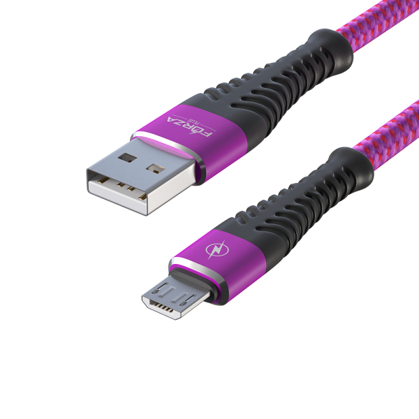 FORZA Кабель для зарядки Венеция Micro USB, 1м, 2А, тканевая оплётка, 3 цвета, пакет