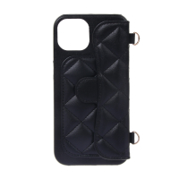 Чехол для смартфона Дизайн, iP - 13, черный, фэшн, цепочка c черной кожей и кулоном