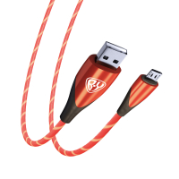 Кабель для зарядки Светящийся Micro USB, GLITTER LIGHT, 1м, 3А, Быстрая зарядка, подсвет. красная