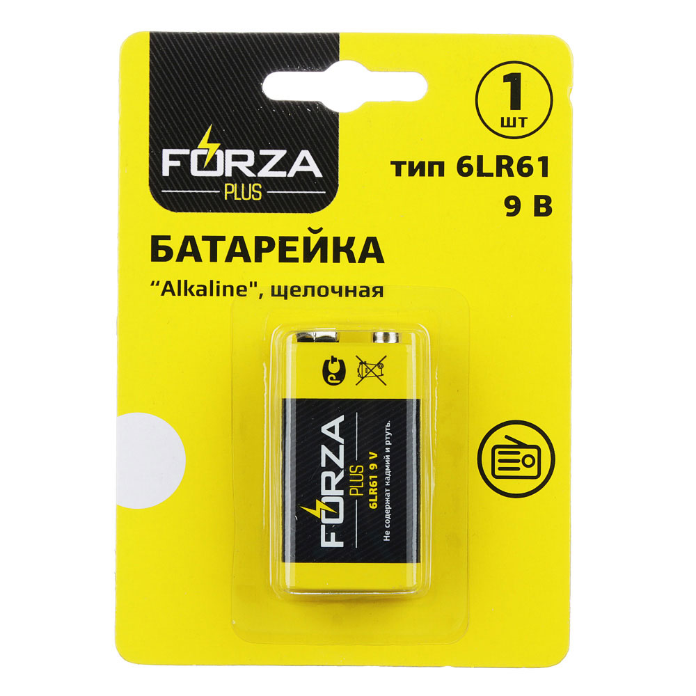 FORZA Батарейка 1шт, тип Крона, 