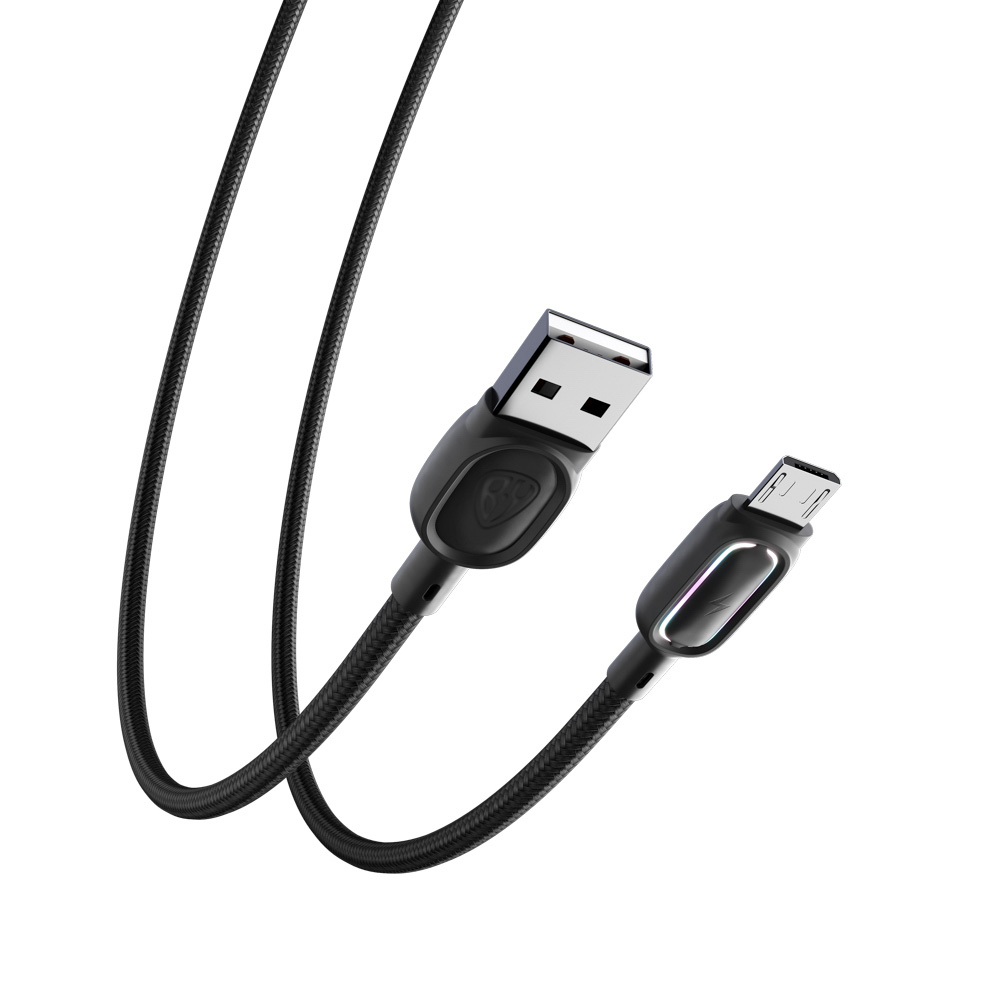 BY Кабель для зарядки Антарес Micro USB, 1м, 3A, штекер с подсветкой, плетен. кабель