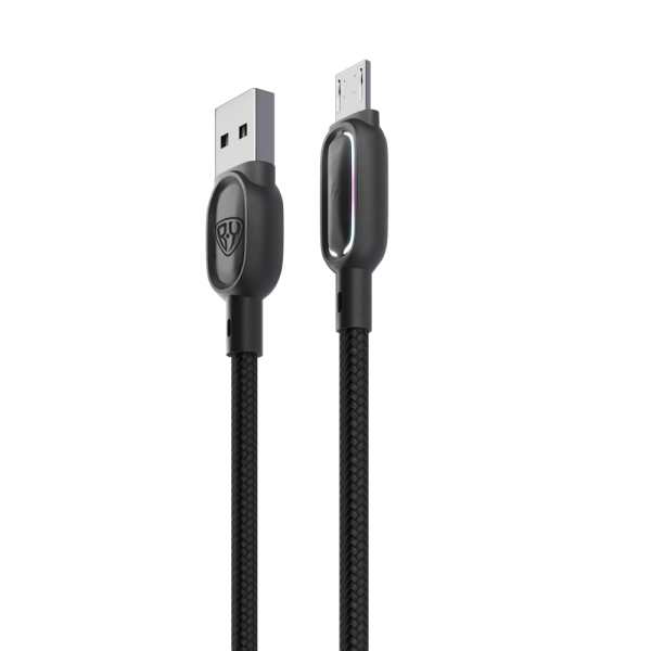 BY Кабель для зарядки Антарес Micro USB, 1м, 3A, штекер с подсветкой, плетен. кабель