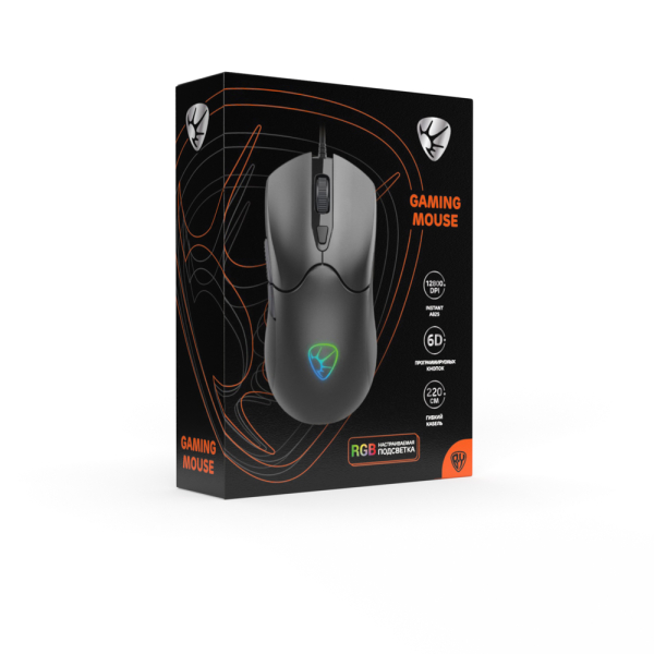 BY Игровая мышь проводная Grenade 12800dpi,6D,A825,RGB,220см