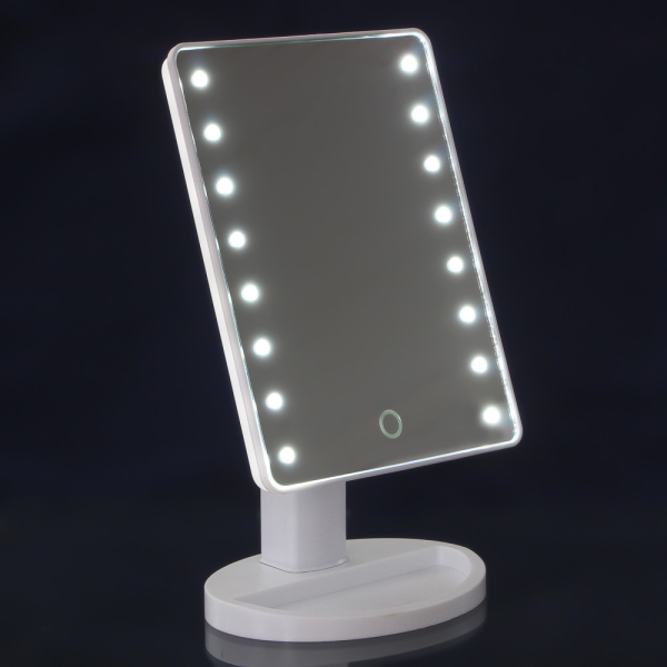 ЮНИLOOK Зеркало с LED-подсветкой, USB, 4хААА, пластик, стекло, 16,7х27см, 2-3 цвета