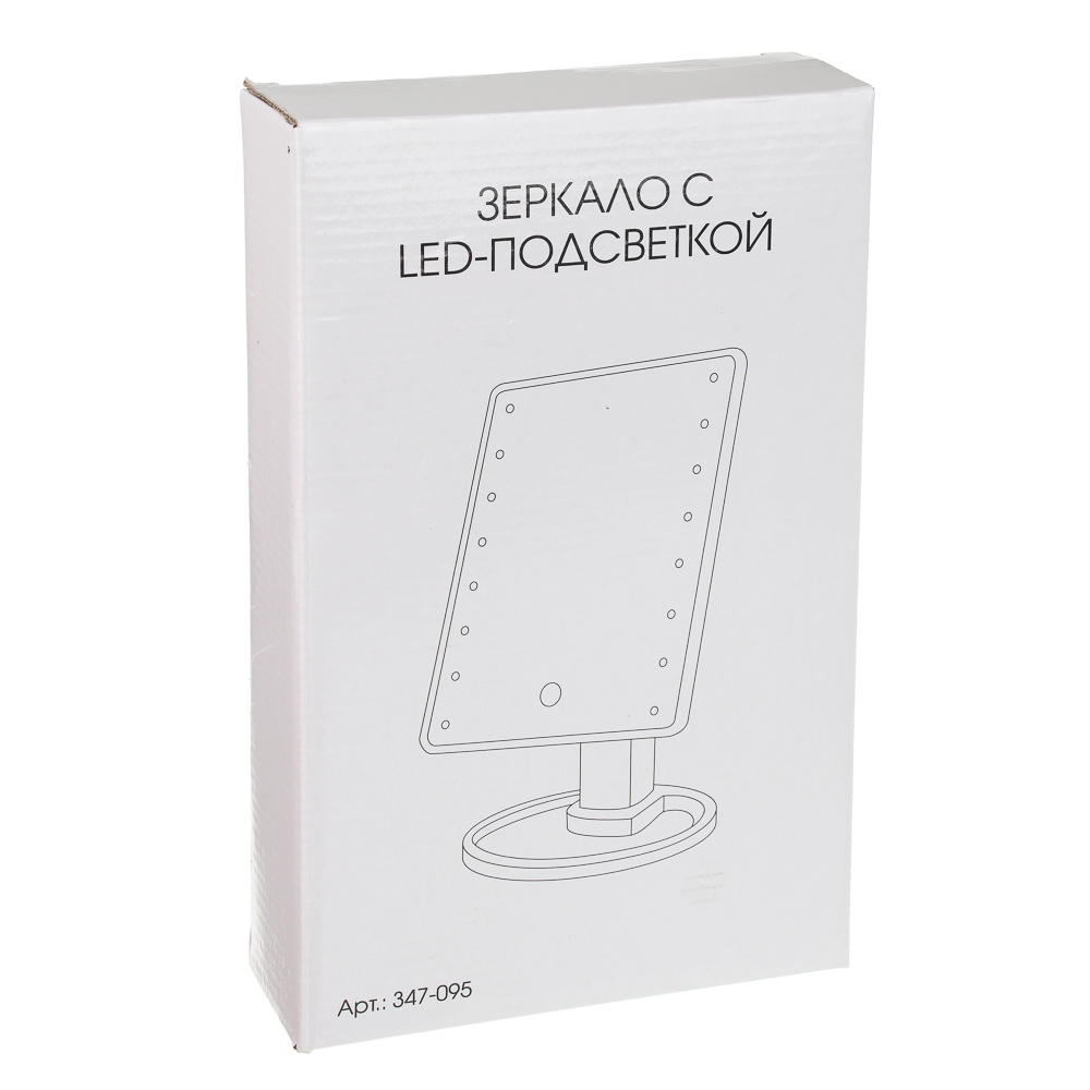 ЮНИLOOK Зеркало с LED-подсветкой, USB, 4хААА, пластик, стекло, 16,7х27см, 2-3 цвета