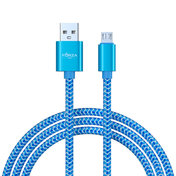 FORZA Кабель для зарядки Волна Micro USB, 1м, 2А, тканевая оплётка, 4 цвета, пакет