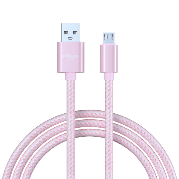 FORZA Кабель для зарядки Волна Micro USB, 1м, 2А, тканевая оплётка, 4 цвета, пакет